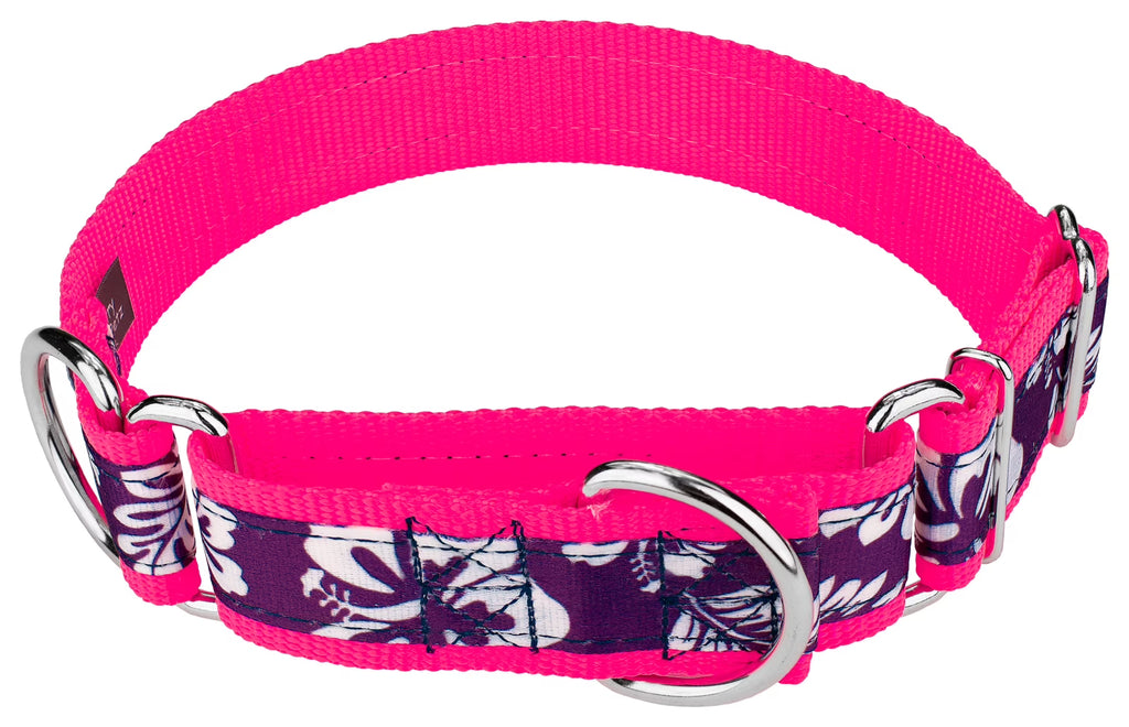 Purple Hawaiian Martingale Dog Collar, 1 1/2 inch, Large R4925