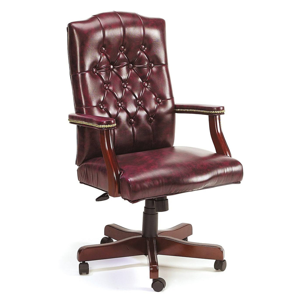 Mahogany Tufted Vinyl Executive Chair F95872