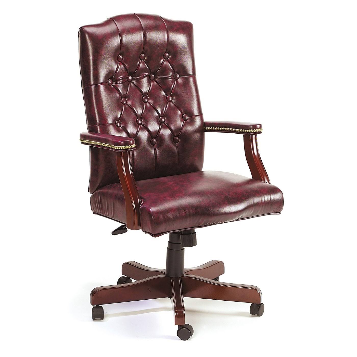 Mahogany Tufted Vinyl Executive Chair F95872