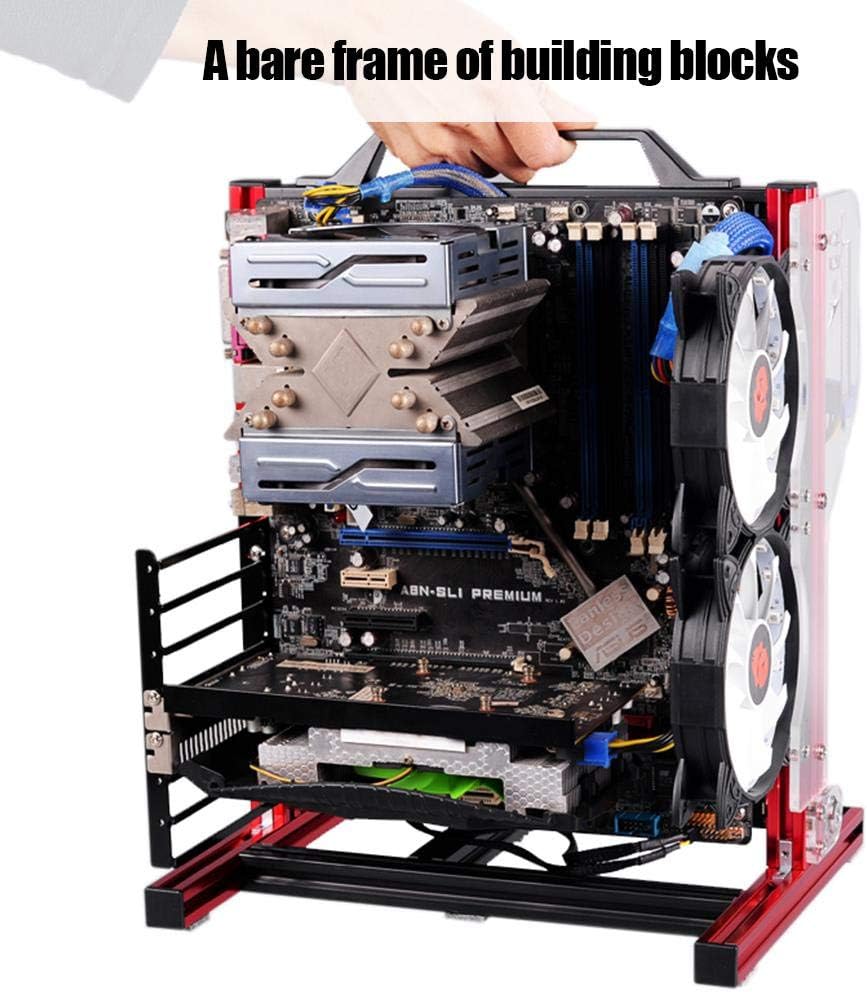 Red Aluminum Open Air Frame Computer Chassis Case N6386