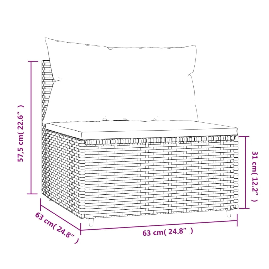 Brown Poly Rattan Patio Sofa with Cushions W47642