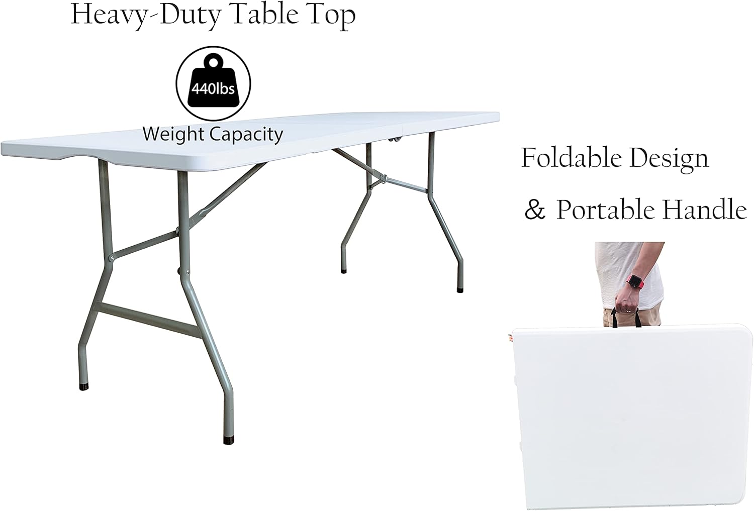 White 6ft Folding Plastic Utility Table G42643