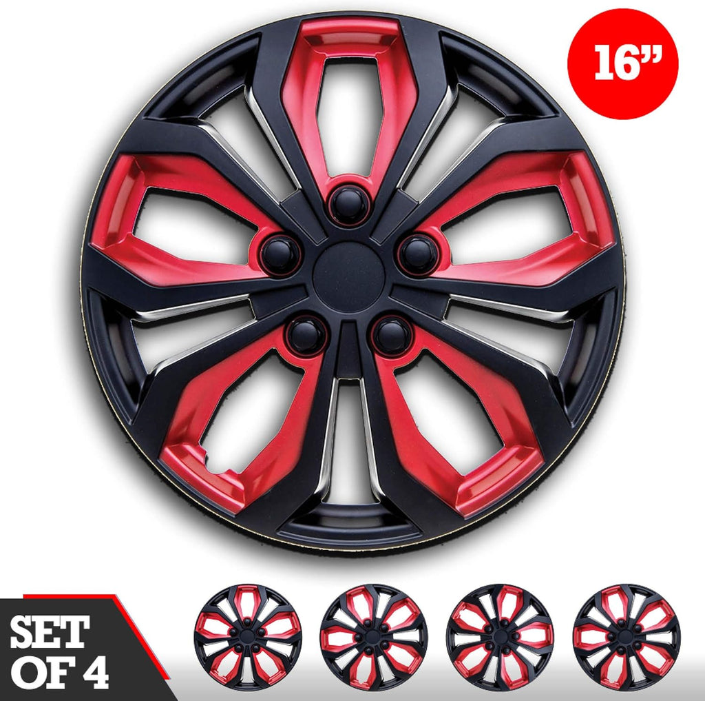 15-Inch Set of 4 Black Red Car Wheel Hubcaps R739248