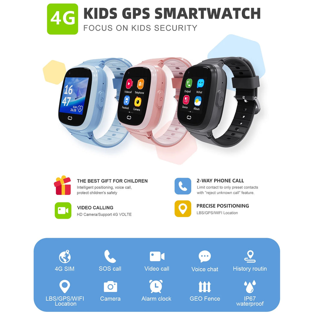 4G Smartwatch with SIM Slot, IP67 Waterproof D14703