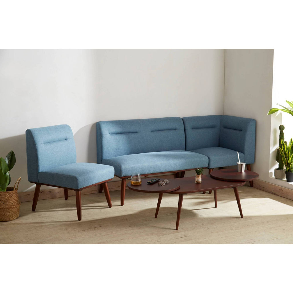Blue/Espresso Wood Corner Sectional Sofa H787