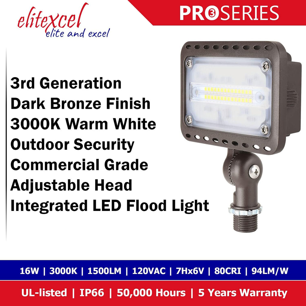 LED Flood Light Outdoor, 16W Landscape Lights, 1500 Lumen Waterproof Security Lights, 3000K Warm White H2069