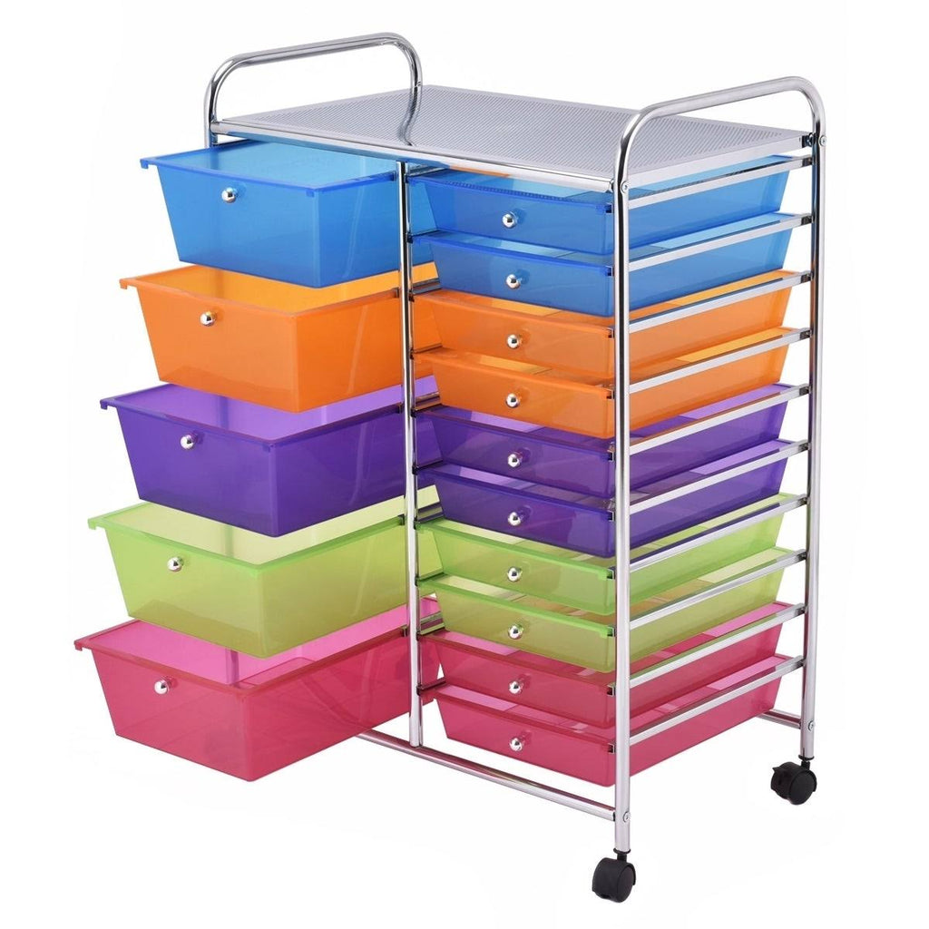 15-Drawer Utility Organizer Rolling Cart with Wheels S39917