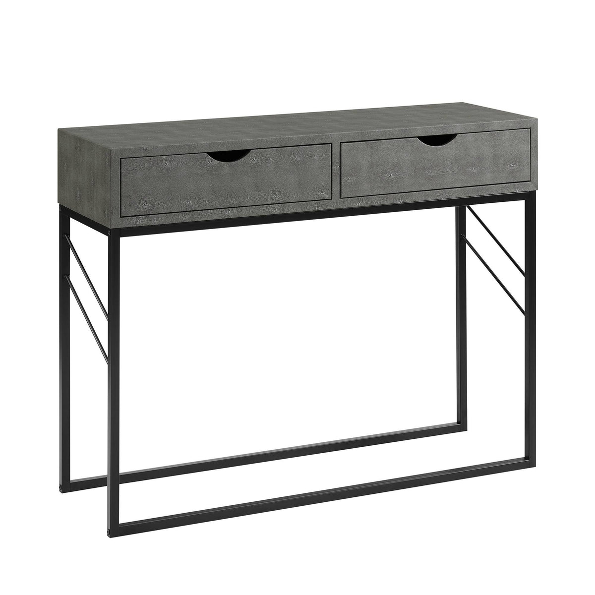 Grey 2-Drawer Faux Shagreen Entry Table I219325