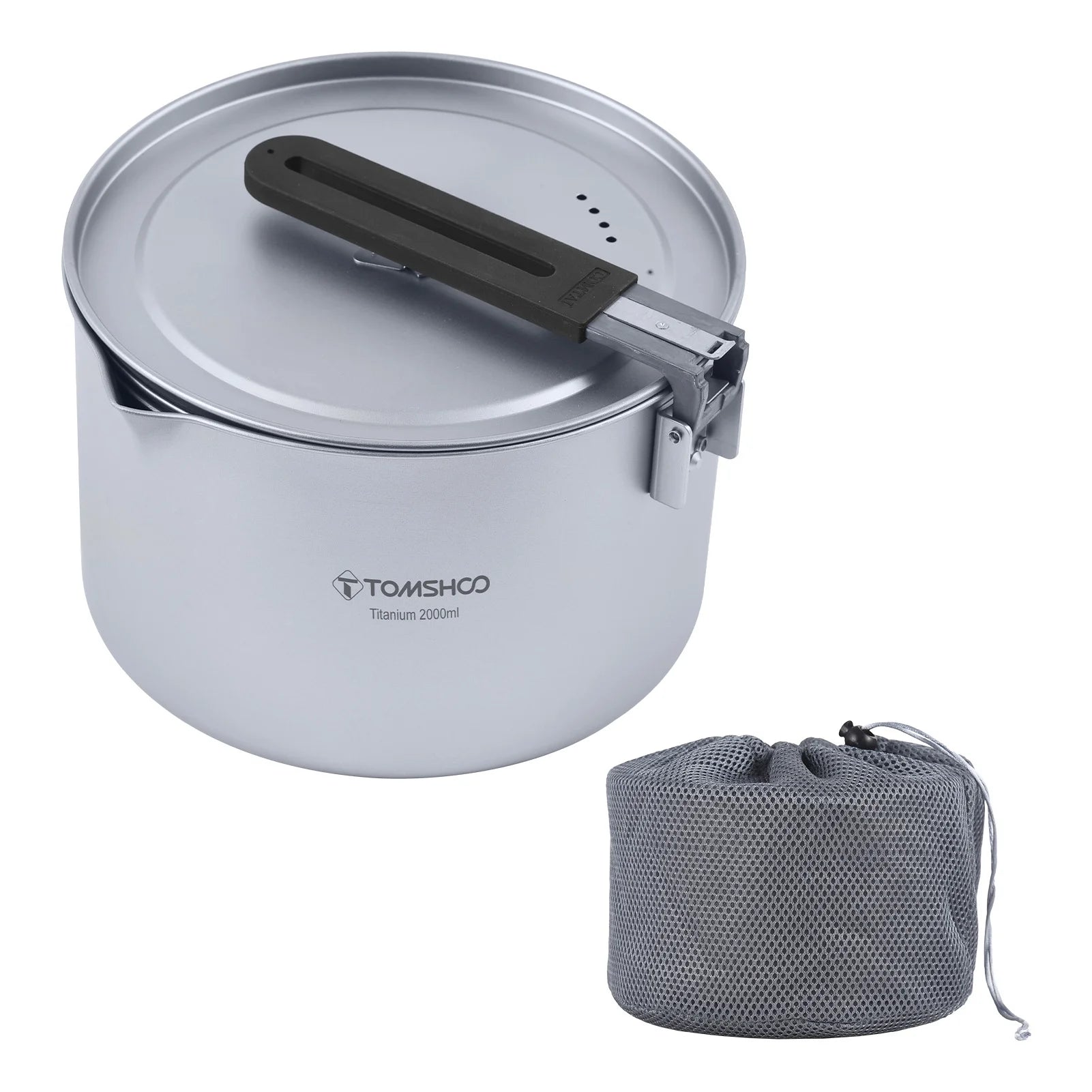 Camping Soup Pot with Lid, 2L Portable Cooking Stock Pot I9085
