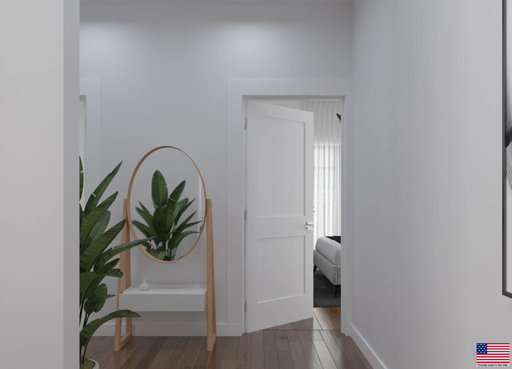 Solid Core White Primed Double Panel Prehung Interior Door B304574