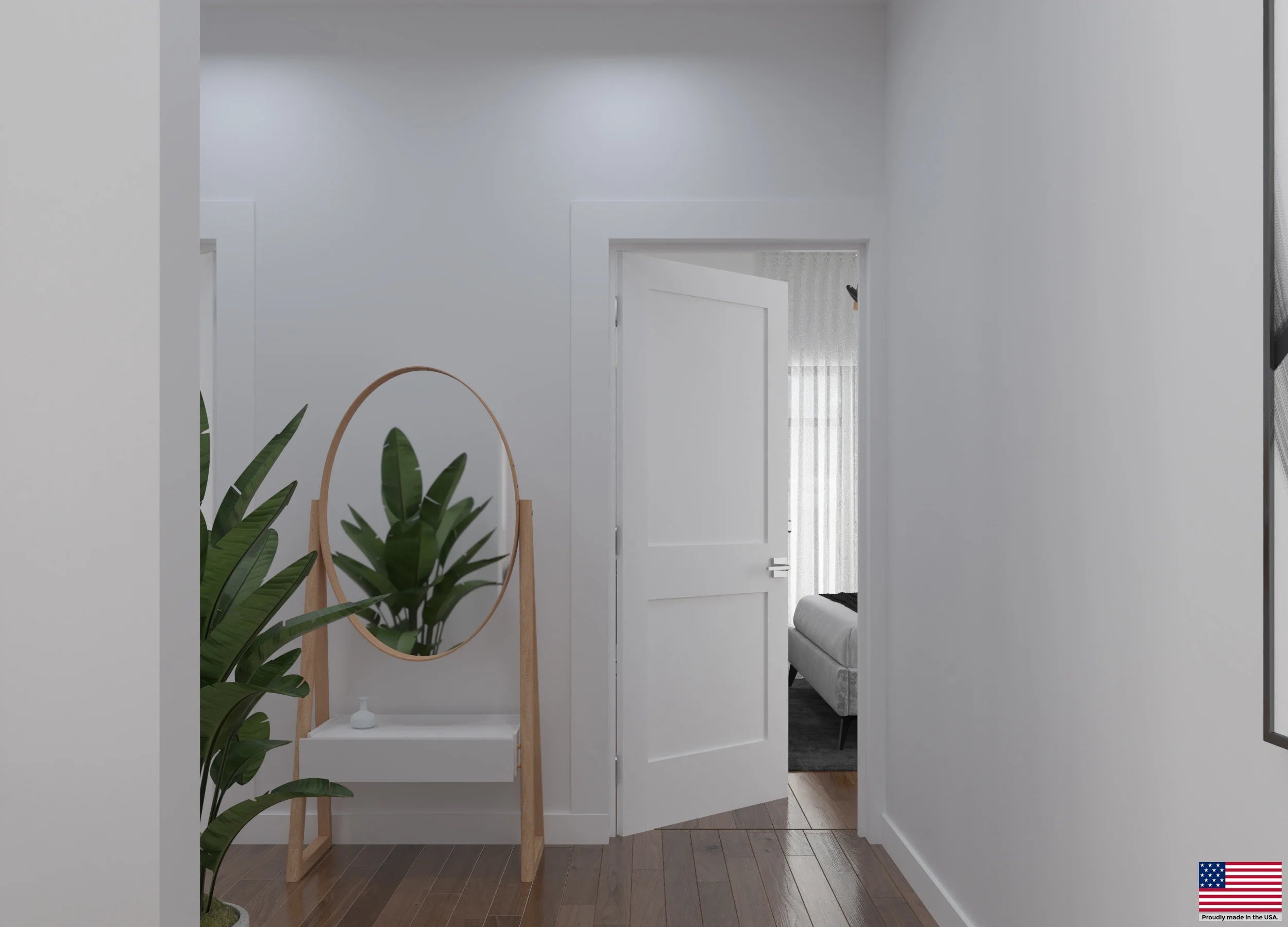 Solid Core White Primed Double Panel Prehung Interior Door B304574