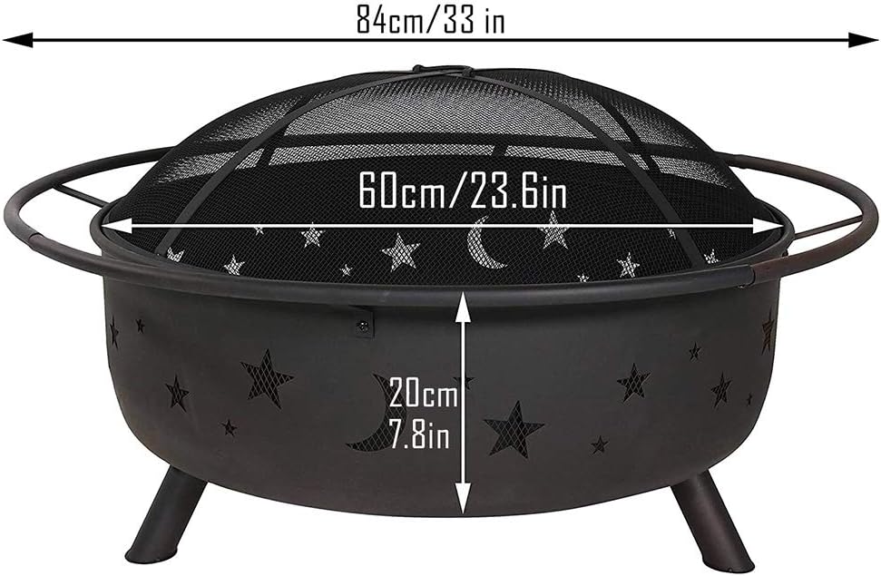 Large Size Steel Fire Bowl with Mesh Spark Screen Cover R6283