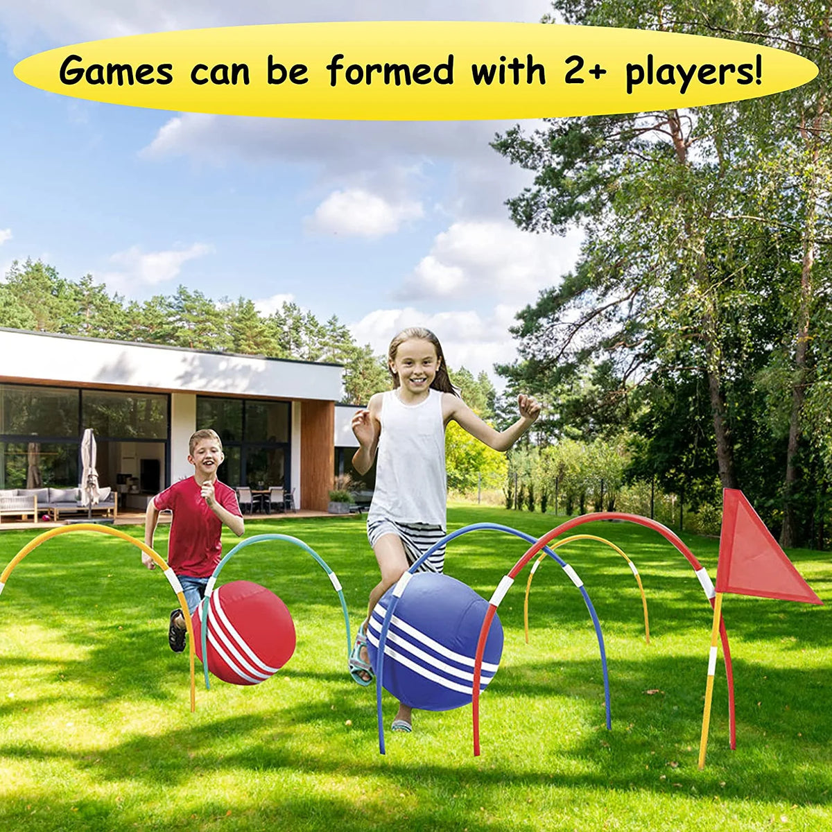 Inflatable Croquet Game Set with Balls, Wickets & Finish Flags M5395