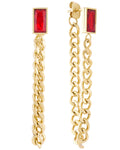 18K Gold Plated Stainless Steel Baguette Chain Earrings O8707