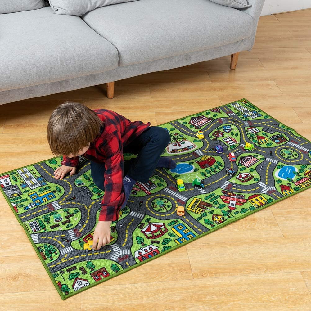 12 Pull-Back Vehicle Kids Carpet Playmat Rug O340588