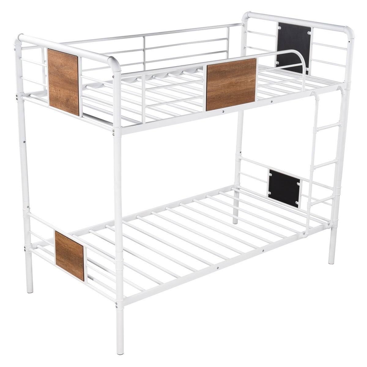 Black Metal and Wood Twin Over Twin Bunk Bed L7901