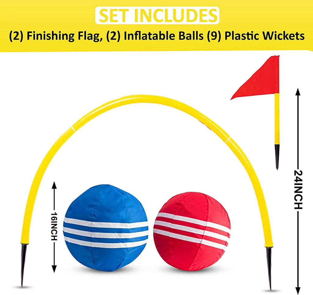 Inflatable Croquet Game Set with Balls, Wickets & Finish Flags M5395