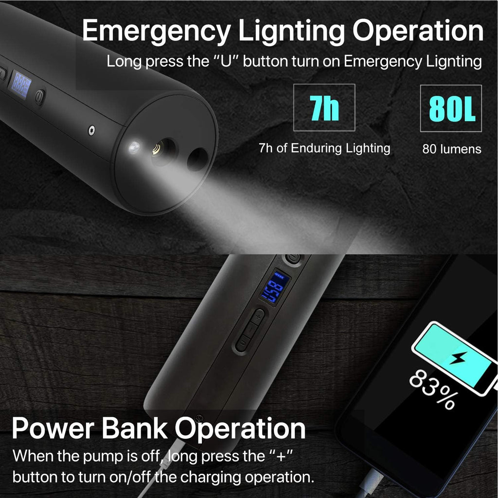Rechargeable Portable Air Compressor Tire Inflator Electric Pump 12V DC with Digital Gauge LCD Display LED Light 150PSI M30338