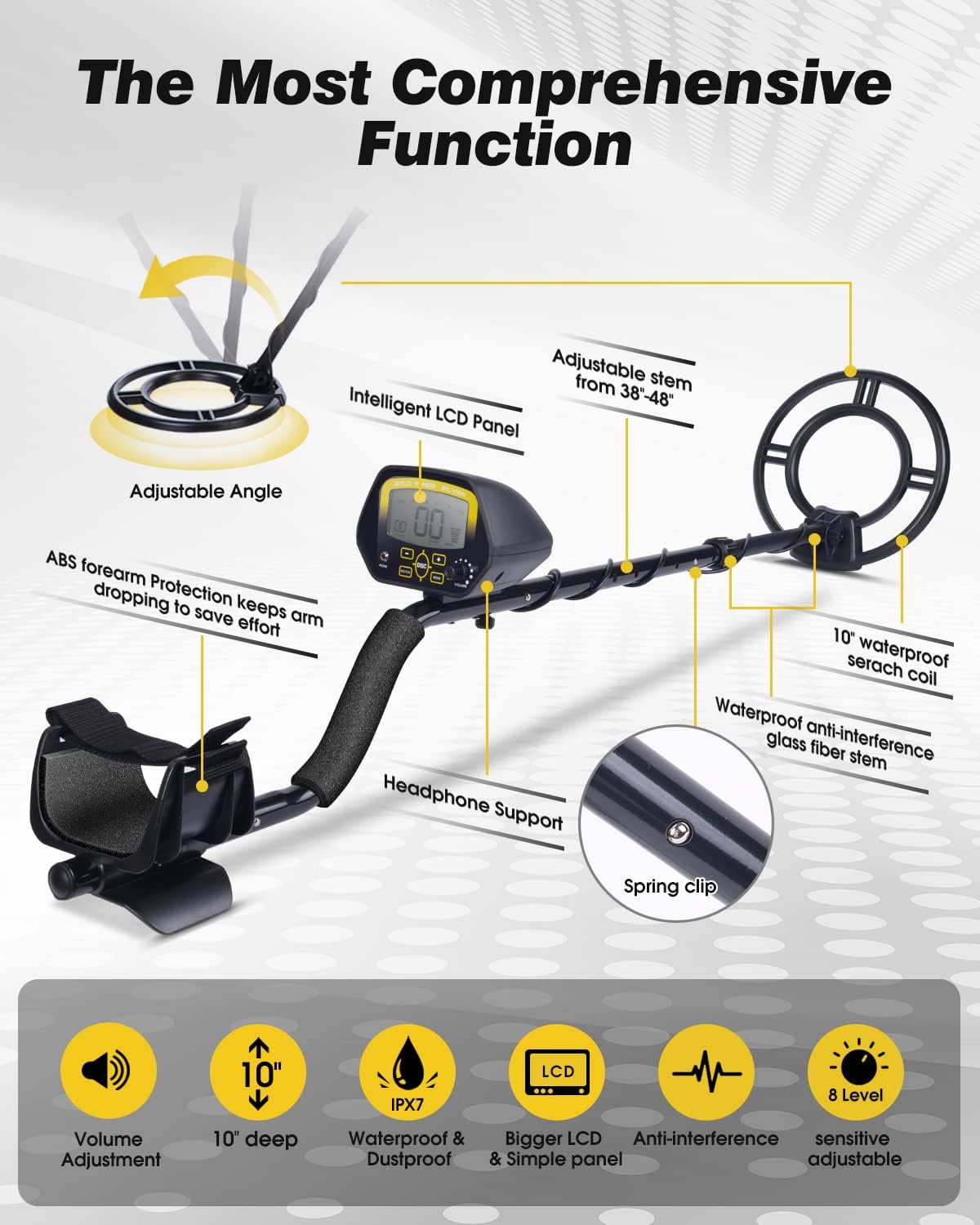Waterproof Metal Detector with LCD Display and 10" Coil W890