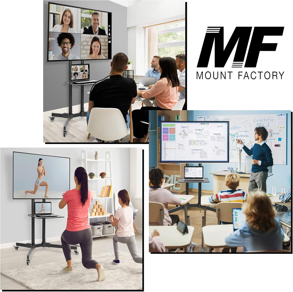 Rolling TV Stand Mobile TV Cart with Wheels H28706