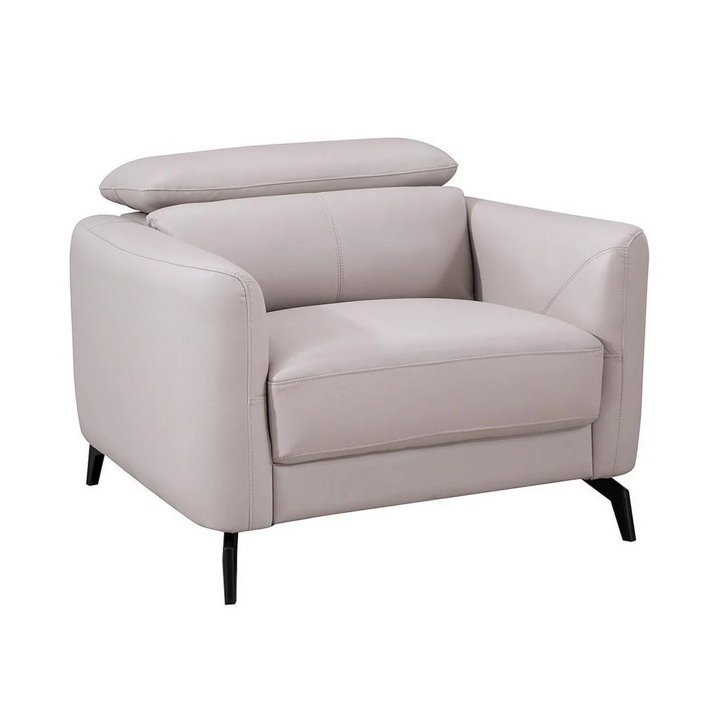 Genuine Leather Accent Chair in Light Gray R92244