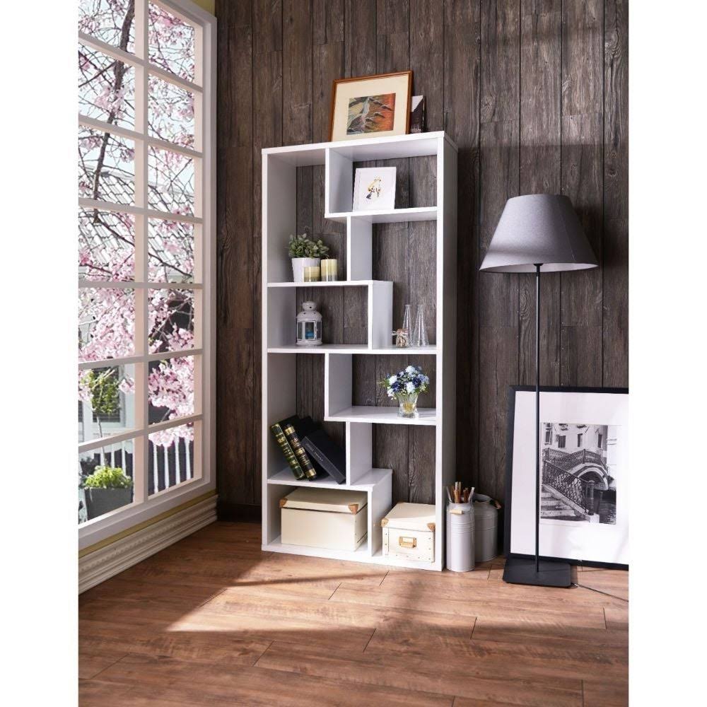 White 6 Shelf Rectangular Cube Bookshelf T150