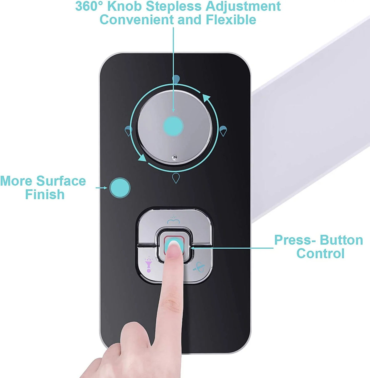 Non-Electric Bidet Toilet Seat Attachment with Pressure Controls, Self-Cleaning Dual Nozzles Black E474483
