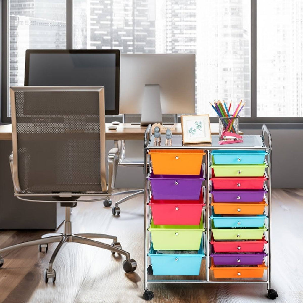 15-Drawer Utility Organizer Rolling Cart with Wheels S39917