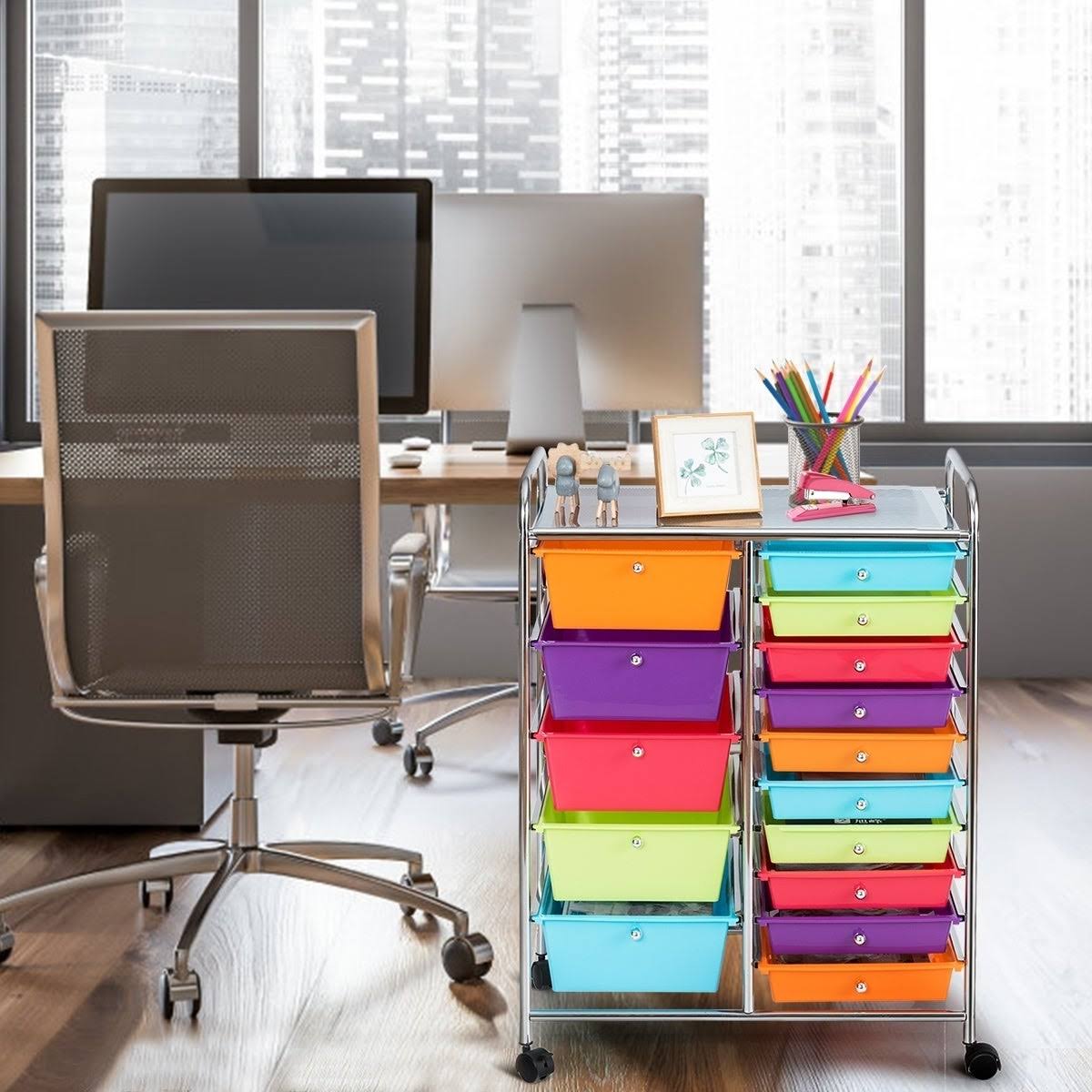 15-Drawer Utility Organizer Rolling Cart with Wheels S39917