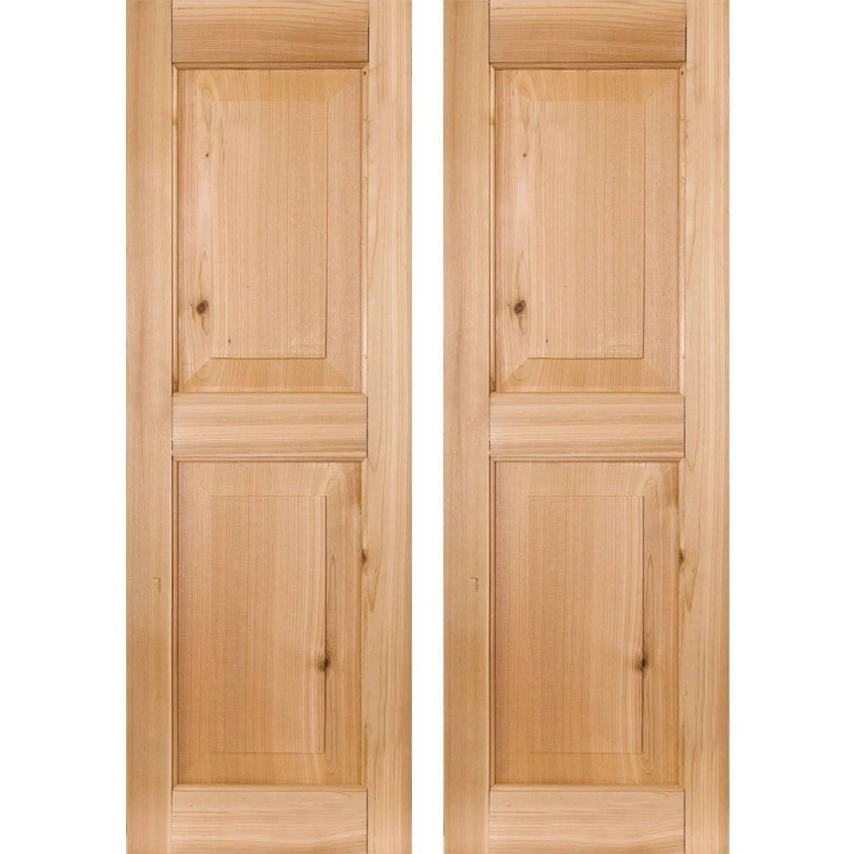 12 in. x 50 in. Real Wood Pine Raised Panel Shutters Pair Unfinished B238875