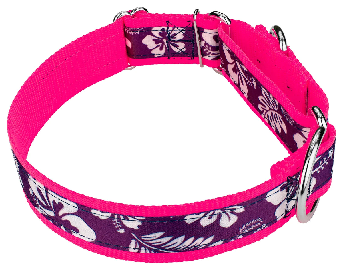 Purple Hawaiian Martingale Dog Collar, 1 1/2 inch, Large R4925