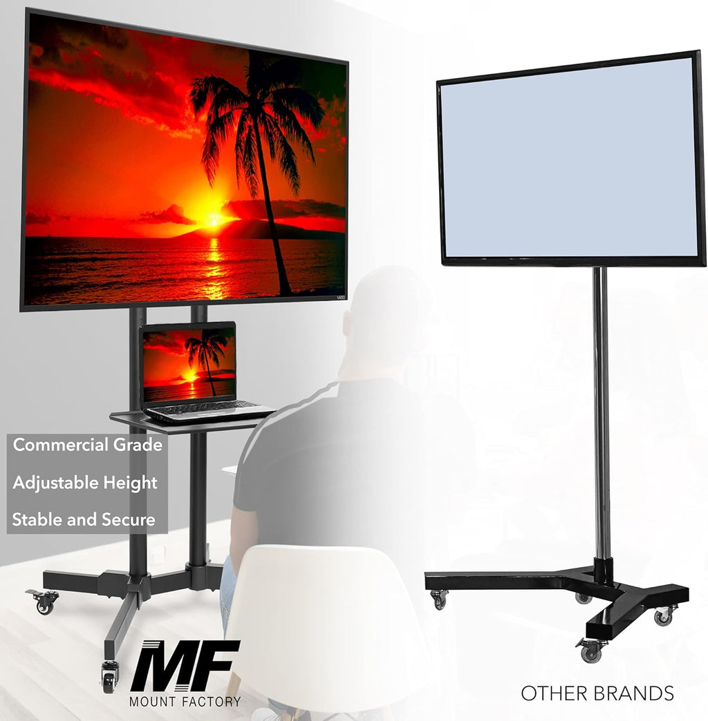 Rolling TV Stand Mobile TV Cart with Wheels H28706