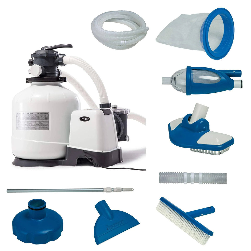 Above Ground Pool Sand Filter Pump with Deluxe Pool Maintenance Kit V193455