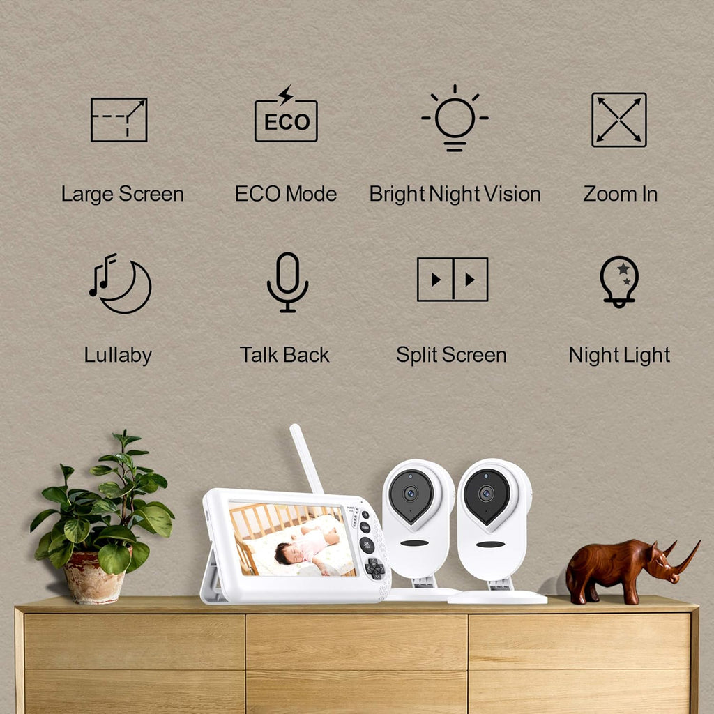 4.3 1080P HD Split-Screen Video Baby Monitor with 2 Cameras M600162