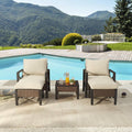 5 Piece Outdoor Wicker Conversation Sofa Set with Cushion and Coffee Table D362