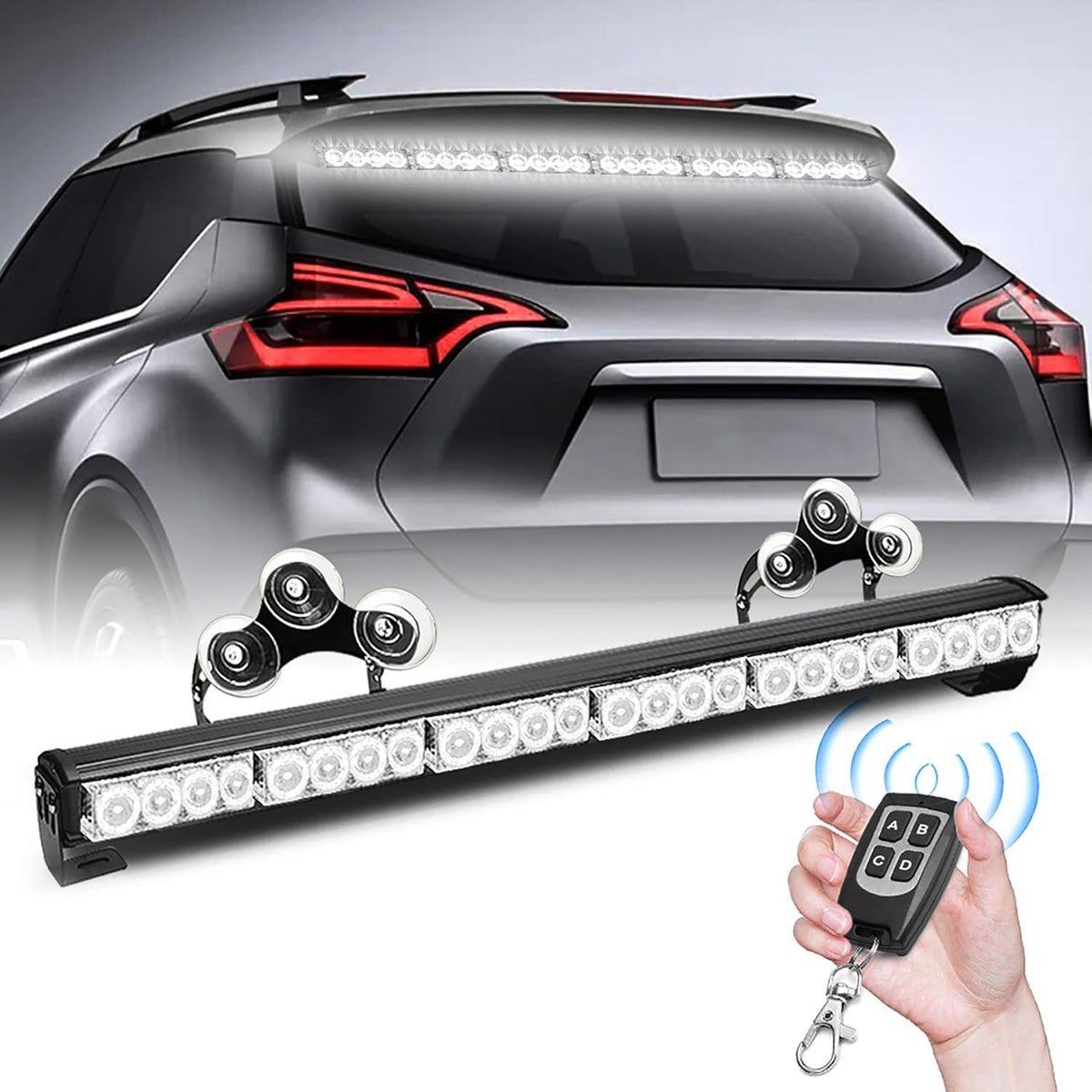 27 Inch 6 Panel LED Strobe Light Bar with Wireless Remote Control (Blue/Amber) Pack of 2 B744