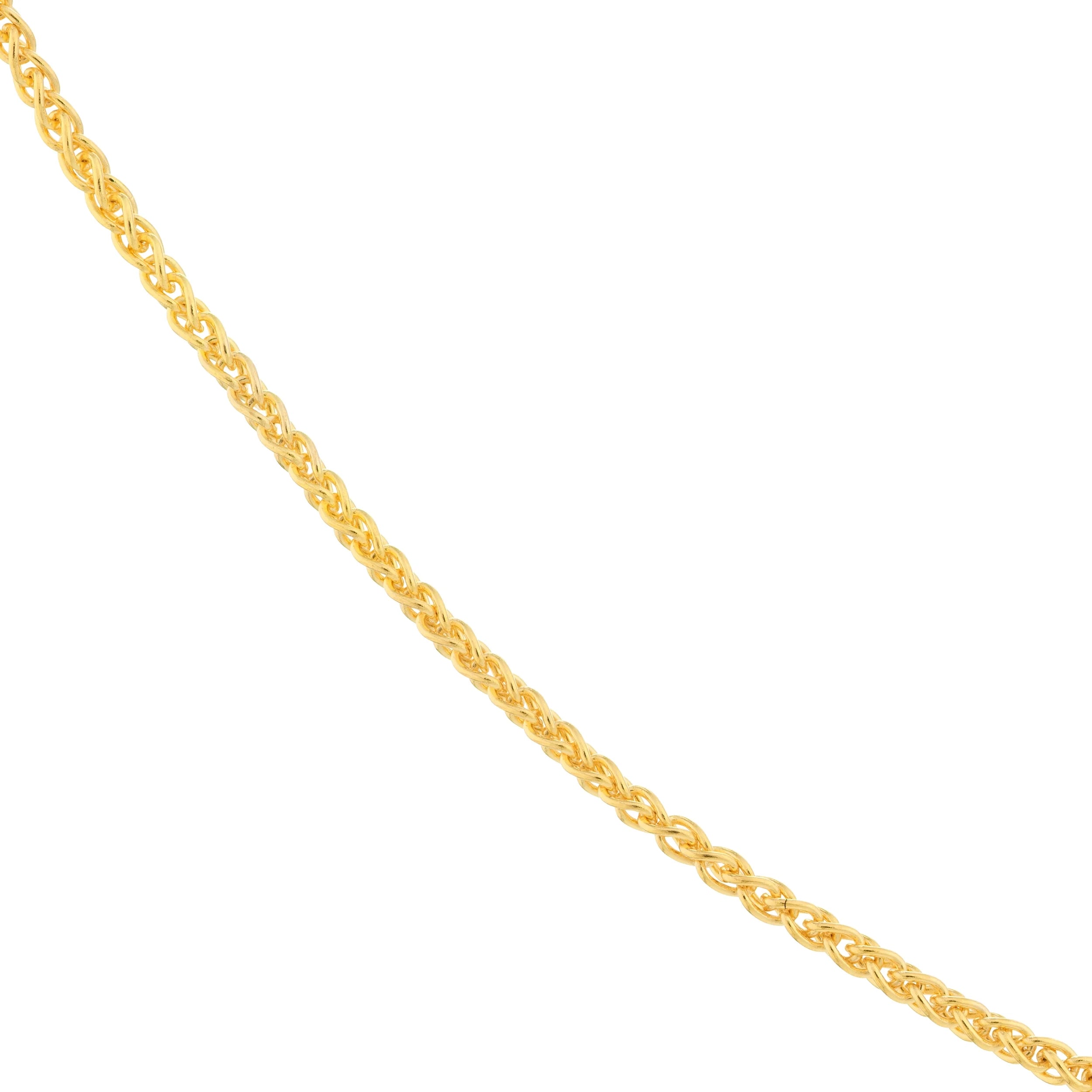 18K Yellow Gold 1.05mm Round Wheat Chain Necklace with Lobster Lock V758208