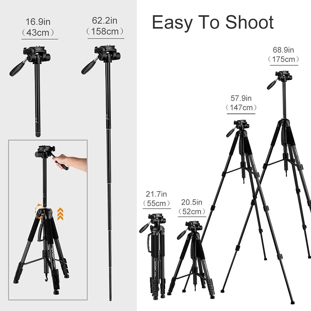 70cm Portable Aluminum Tripod with 3-Way Pan Tilt Head G99993