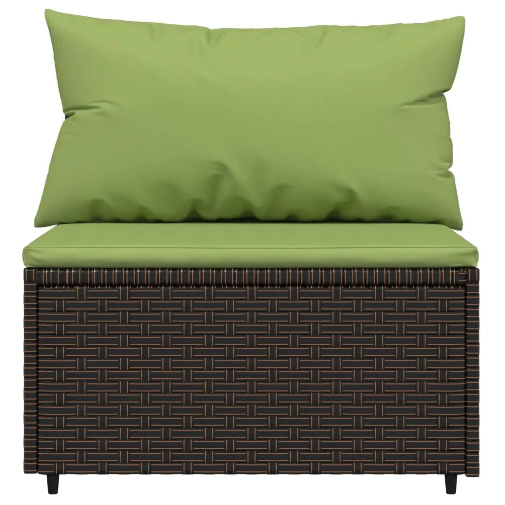 Brown Poly Rattan Patio Sofa with Cushions W47642
