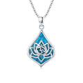Lotus Pendant Necklace 925 Sterling Silver Turquoise Jewelry 18K White Gold Plated A718