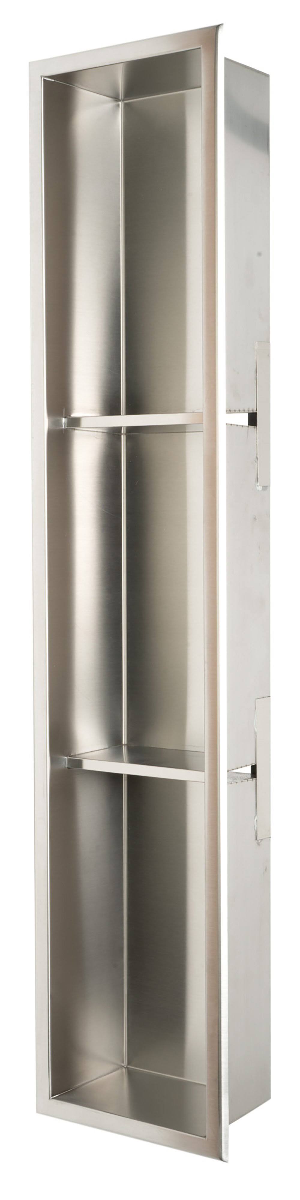 Brushed Stainless Steel 8 x 36 Vertical Triple Shelf Bath Shower Niche G993