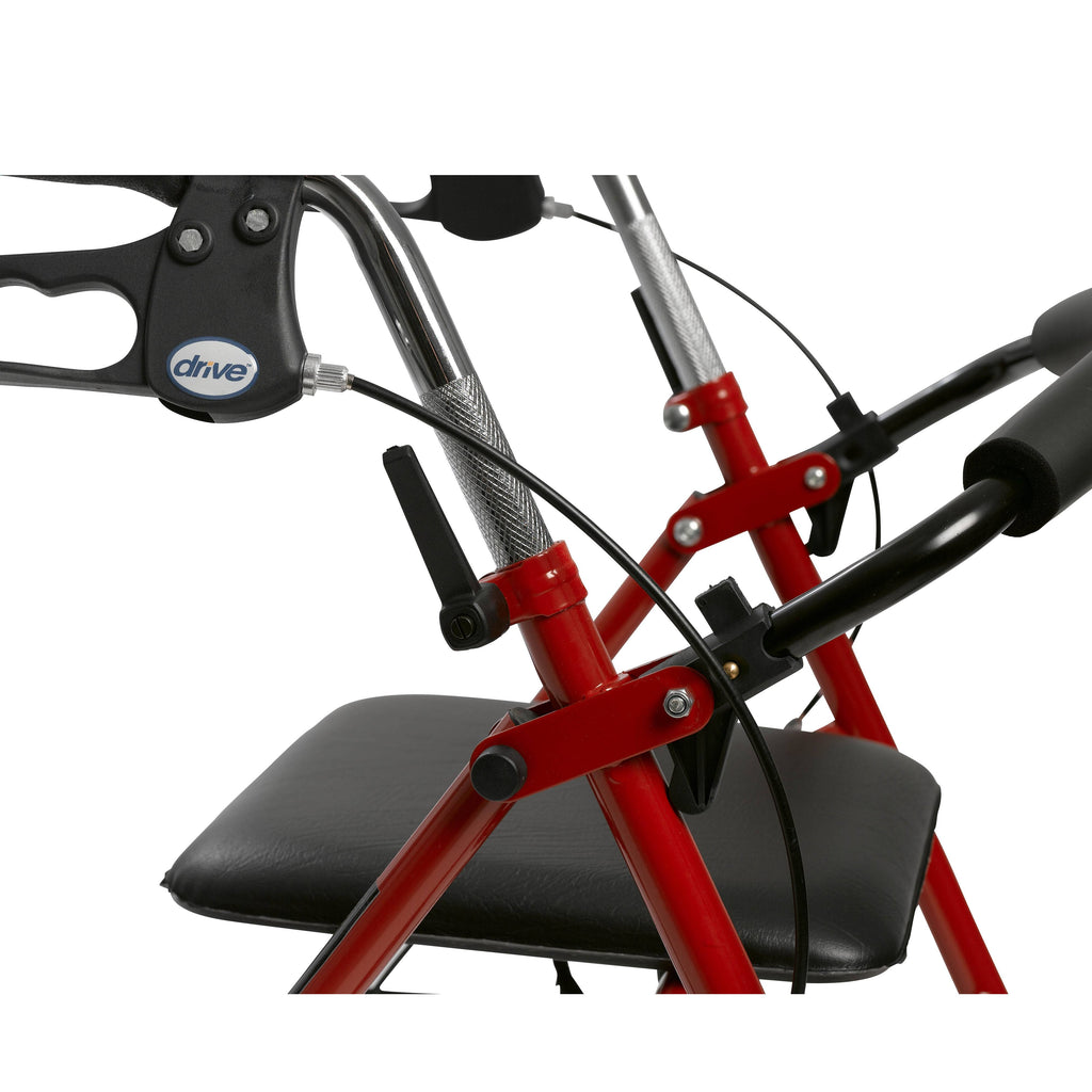 Red Four Wheel Rollator Walker with Fold Up Removable Back Support W180404