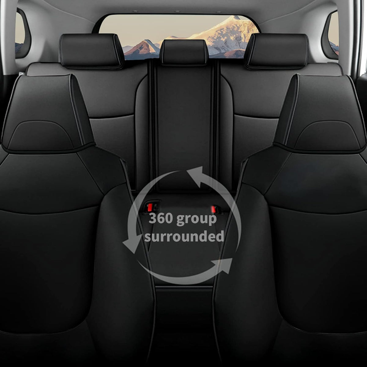 Black Faux Leather Full Set Car Seat Covers for Toyota RAV4 T45804