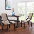 Beige Solid Wood and Fabric Dining Chairs Set of 2 O322