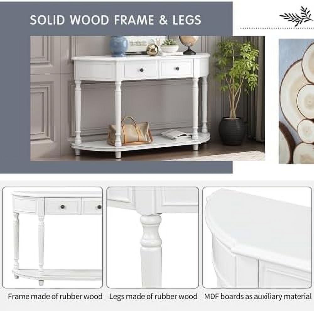 Navy Blue 3 Drawer Wood Console Table Z607872