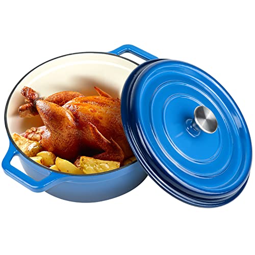 6 Quart Enameled Cast Iron Dutch Oven with Lid (Dark Blue) A440