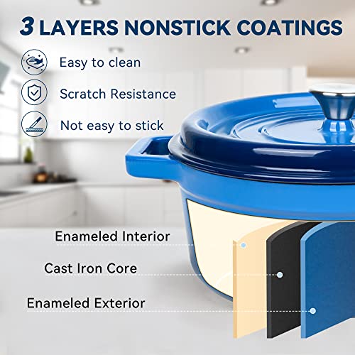 6 Quart Enameled Cast Iron Dutch Oven with Lid (Dark Blue) A440