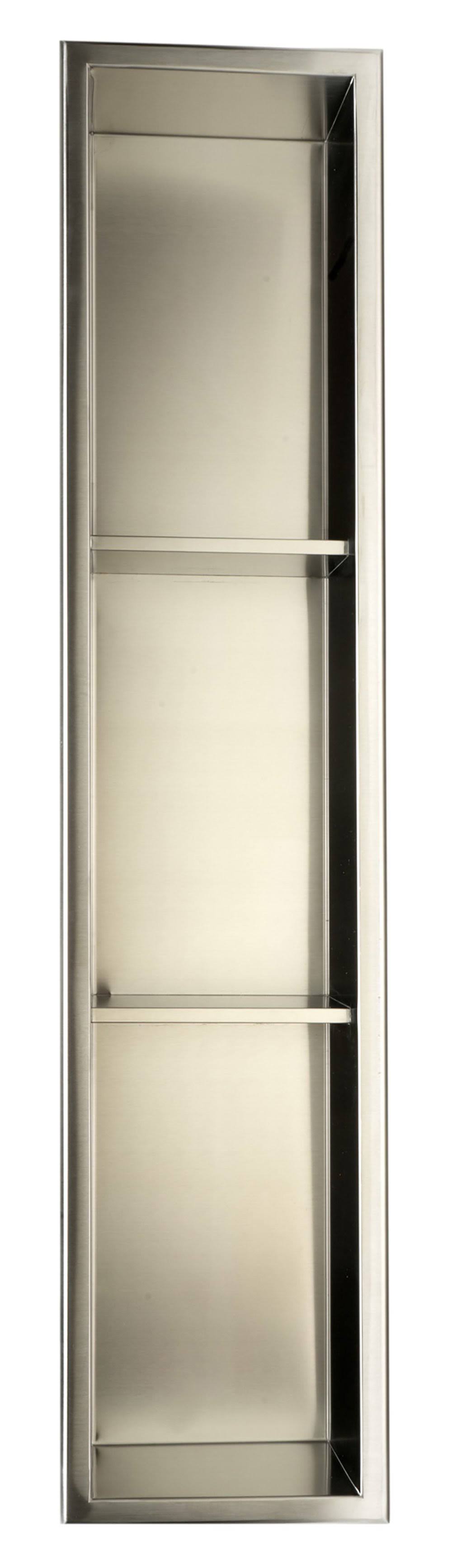 Brushed Stainless Steel 8 x 36 Vertical Triple Shelf Bath Shower Niche G993
