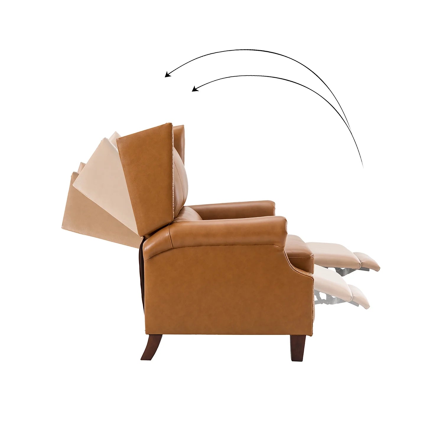 Genuine Leather Recliner with Nailhead Trims and Solid Wood Legs T753344