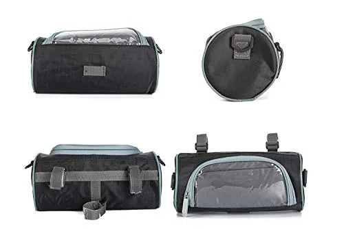 Waterproof Bicycle Handlebar Bag with Transparent Pouch Touch Screen, Large-Capacity Front Pack (Black L size) K595613